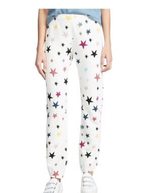 Monrow Vintage Rainbow Stars Sweatpants in White